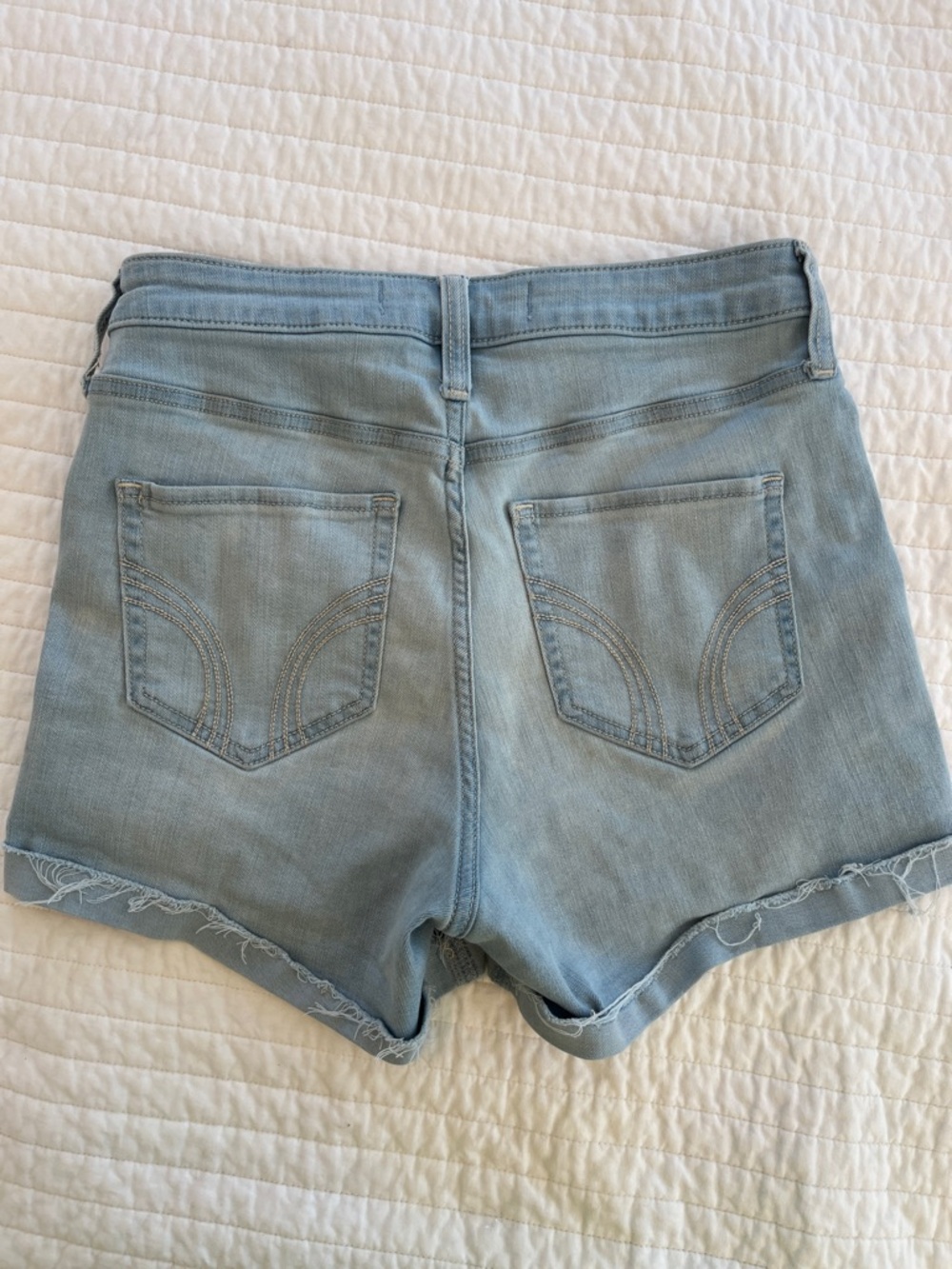 Hollister Light Wash Distressed Denim Shorts - Pale Blue - Picture 5 of 5